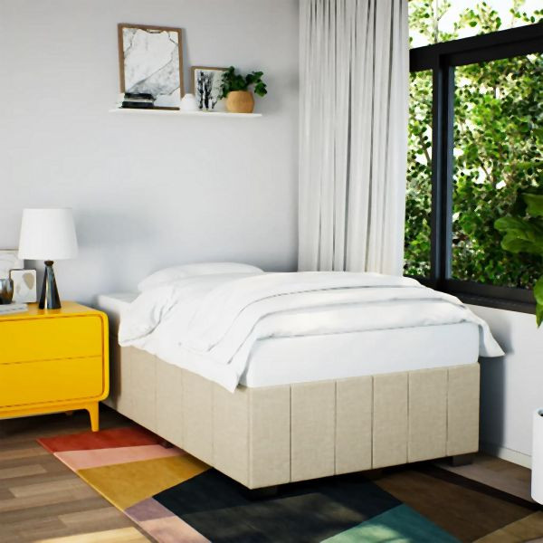 vidaXL Bettgestell ohne Matratze Creme 120x200 cm Stoff, 3284830