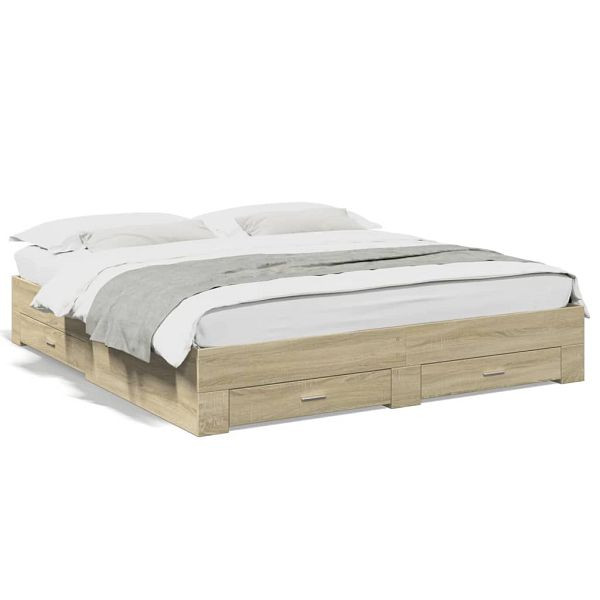 vidaXL Bettgestell mit Schubladen Sonoma-Eiche 180x200cm Holzwerkstoff, 3280365