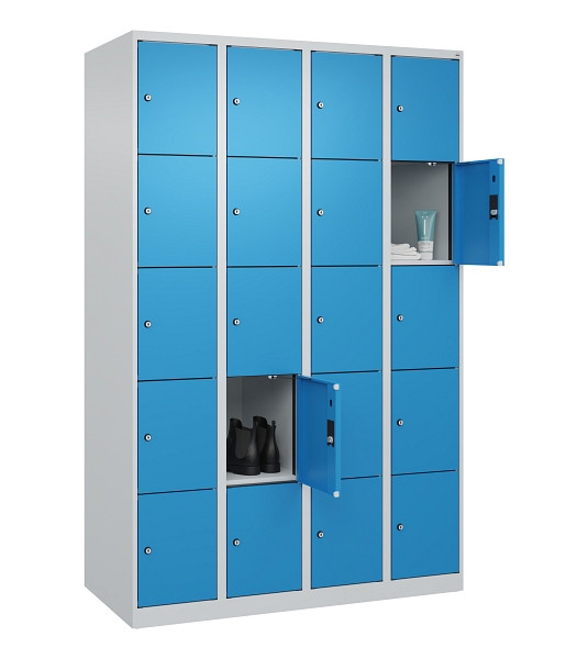 C+P Schließfachschrank Evolo PLUS, 20 Fächer, 1850x1200x500mm, 7035/5012, 049000-405 S10007