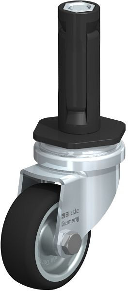 Blickle LRA-PATH 50G-ER02 Apparate-Lenkrolle mit Expander, Thermoplastisches Polyurethan, Grau, 848528
