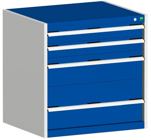 bott cubio Schubladenschrank bestückt mit 4 Schwerlastschubladen BxTxH: 800 x 650 x 800 mm, RAL 7035/5010, 40020024.11V