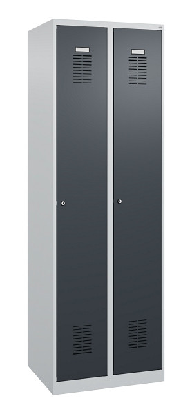 C+P Spind Basis PLUS, 2 Abteile, 1850x600x500mm, 7035/7016, Zylinderschloss, 088055-20 S10004