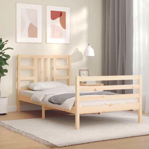 vidaXL Massivholzbett mit Kopfteil 90x200 cm, 3193906, 8720845990763