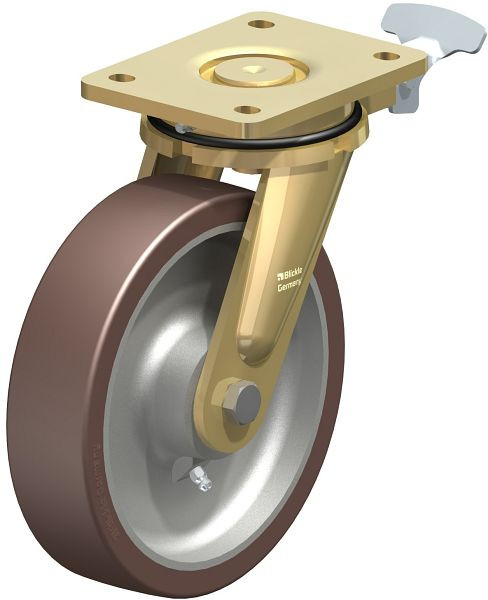 Blickle LS-GB 200K-RI4 Stahlgeschweißte Schwerlast-Lenkrolle, schwere Drehkranz-Ausführung, Blickle Besthane®, Braun, 744125