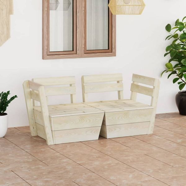 vidaXL Garten-Palettensofa 2-Sitzer Impregniertes Fichtenholz, 3063708