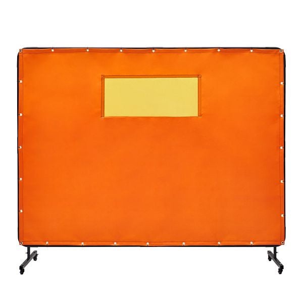 VEVOR Schweißvorhang 1,8 x 2,4m aus Flammhemmendem Vinyl mit 4 Schwenkrädern und einem 6-stufigen UV-Schutz Schweißschutz mit Fenster, DMSHJPF6X8YCOGB2PV0