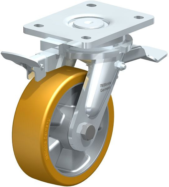 Blickle LO-ALTH 150K-ST-RI4 Stahlgeschweißte Schwerlast-Lenkrolle mit Feststeller, Blickle Extrathane®, Hellbraun, 852544