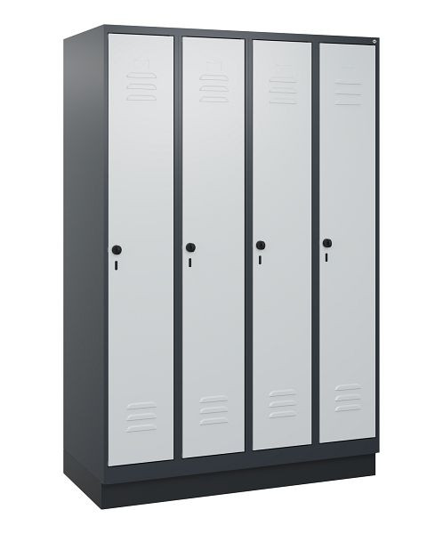 C+P Umkleidespind Classic PLUS mit Mitteltrennwand, Sockel, 4 Abteile, 1800x1200x500mm, 7016/7035, Drehriegel, 0800207-40F S10013