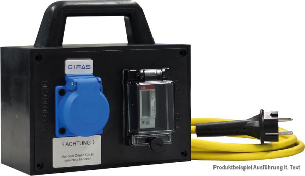 GIFAS Vollgummi-Verteiler Typ 1812, 2x Schuko, 1x digitaler Wechselstromzähler 40A, 296161