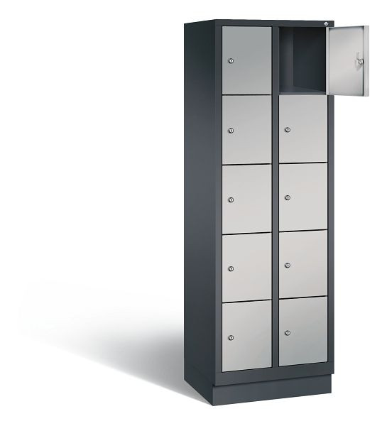 C+P Schließfachschrank Evolo, H1800xB610xT500mm, Farbe: Schwarzgrau / Weißaluminium, 48020-205 S10085
