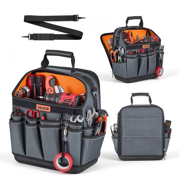 VEVOR Werkzeugtasche 33,5x23x39cm, 24 Innen- & 15 Außenfächer, wasserfest, Polyester, Schultergurt & Griff, für Handwerker, KDGJTB12YCSLO4QFT001V0
