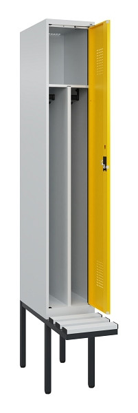 C+P Spind Evolo PLUS, 1 Abteile, 2120x300x815mm, 7035/1023, Haken 4, Zylinderschloss, Material Sitzfläche Kunststoff, 0490407-10F S10082