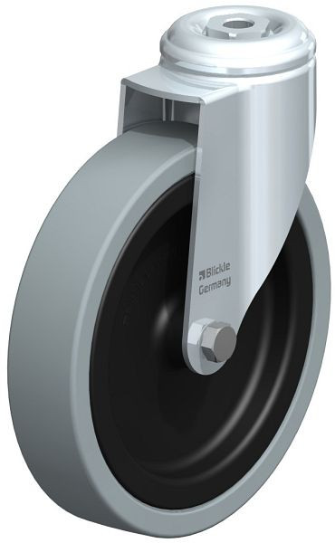 Blickle LKRA-VPA 150G-11 Apparate-Lenkrolle mit Rückenloch, Vollgummi, Grau, 576132