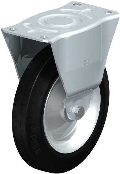 Blickle B-V 252R Stahlblech-Bockrolle, mittelschwere Ausführung, mit Anschraubplatte, Vollgummi, Schwarz, 36632