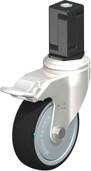 Blickle LKRXA-PATH 101KD-11-FI-FK-EXV17 Edelstahl-Apparate-Lenkrolle mit Expander & Feststeller, Thermoplastisches Polyurethan, Grau, 853455