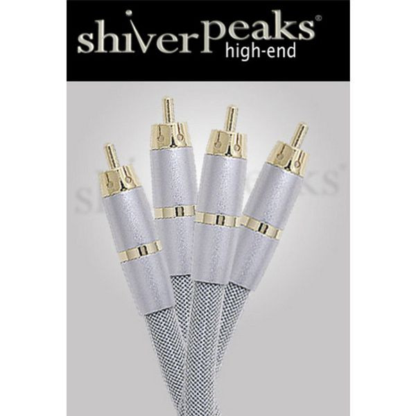 shiverpeaks HIGH-END-Cinch-Anschlusskabel, 2 Cinchstecker auf 2 Cinchstecker, Metall-Stecker mit vergoldeten Kontakten,-Silber-Nylon, 2,5m, 40104-SPH-L