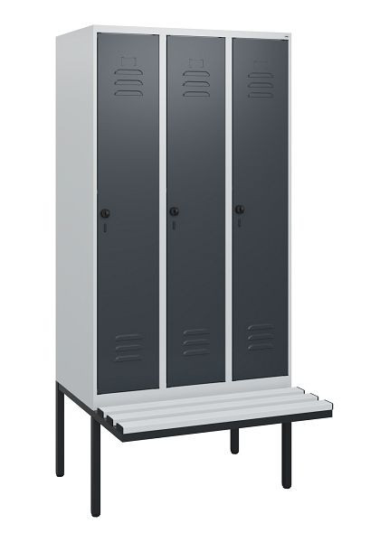 C+P Umkleidespind Classic PLUS, 3 Abteile, 1950x900x815mm, 7035/7016, Drehriegel, 0800405-30 S10038