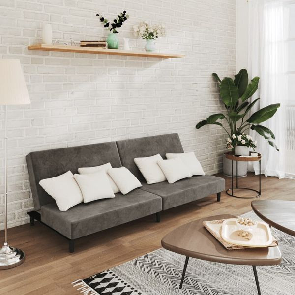 vidaXL Schlafsofa 2-Sitzer Dunkelgrau Samt, 375733, 8721012378865