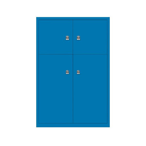 Bisley LateralFile Lodge, 4 Schließfächer: 2x H 375 mm, 2x H 755mm, Stahl, Zylinderschloss, blau, L0836SABXSDXP605