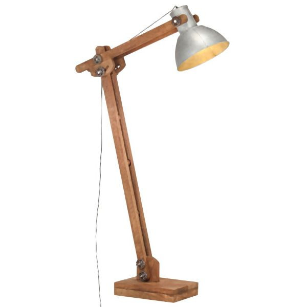 vidaXL Stehlampe Silbern Mango Massivholz E27, 25 Watt, 320579