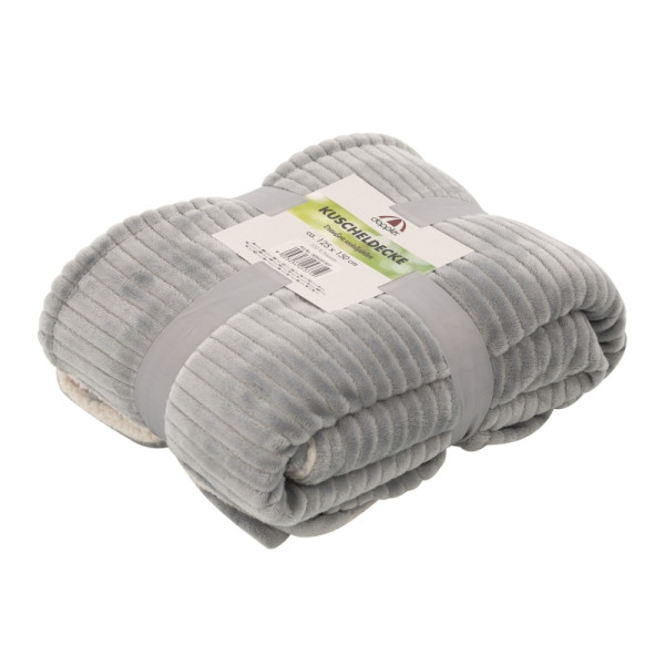 doppler Kuscheldecke, ca.125x150cm, Des.1807 VS Ripp hellgrau (RS natur), 5854081807