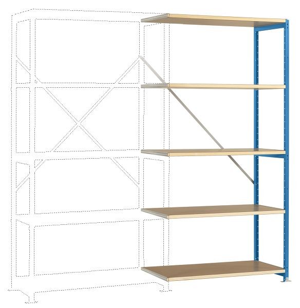 Manuflex Mittelschweres Fachboden-Steckregal Anbauregal mit 5 Holzverbundböden, HxBxT = 2000 x 1000 x 300 mm, lichtblau, RP1105.5012