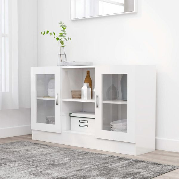 vidaXL Vitrinenschrank Hochglanz-Weiß 120x30,5x70 cm Holzwerkstoff, 802792
