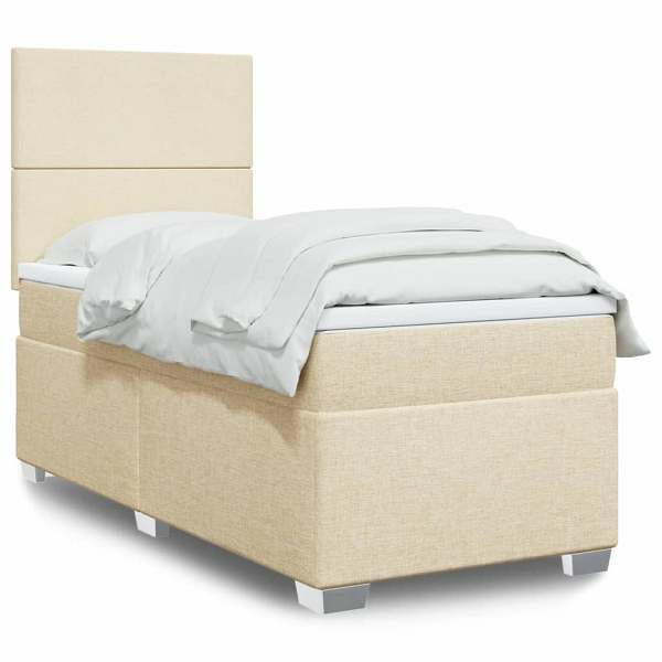 vidaXL Boxspringbett mit Matratze Creme 80x200 cm Stoff, 3292613