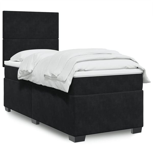 vidaXL Boxspringbett mit Matratze Schwarz 80x200 cm Samt, 3290758