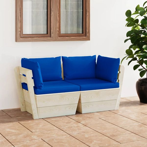 vidaXL Garten-Palettensofa 2-Sitzer mit Kissen Fichtenholz, 3063394