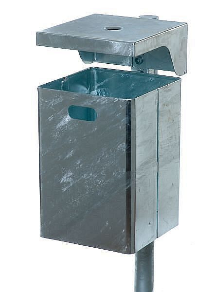 Renner Rechteck-Abfallbehälter ca. 40 L mit Ascher, geeignet zur Wand- und Pfostenbefestigung, feuerverzinkt, 7049-10FV