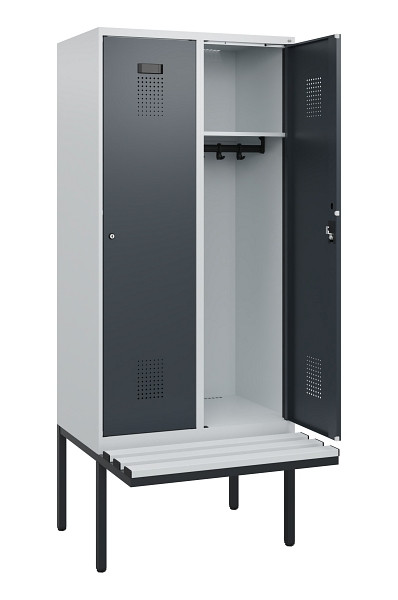 C+P Spind Evolo PLUS, 2 Abteile, 1950x800x815mm, 7035/7016, Zylinderschloss, Material Sitzfläche Kunststoff, 0490405-22 S10093
