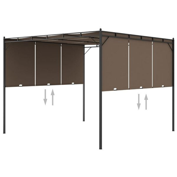 vidaXL Gartenpavillon mit Seitenvorhang 3x3x2,25 m Taupe, 312263