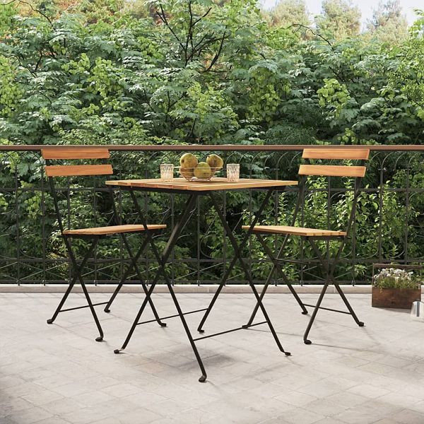 vidaXL 3-tlg. Bistro-Set Klappbar Massivholz Teak und Stahl, 319977