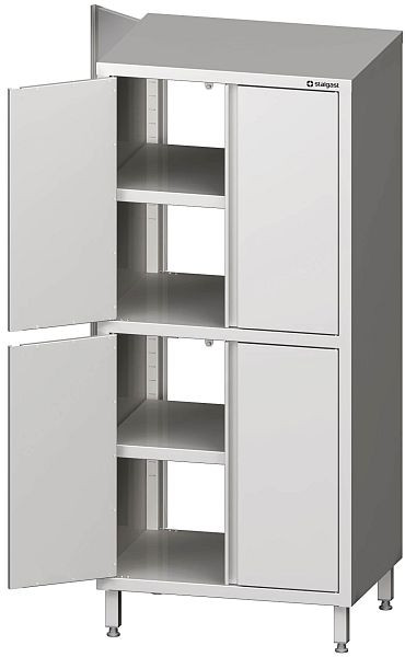 Stalgast Durchreiche-Hochschrank mit Flügeltüren, 900x700x1800 mm, mit zwei Schrankräumen, verschweißt, VHK09707