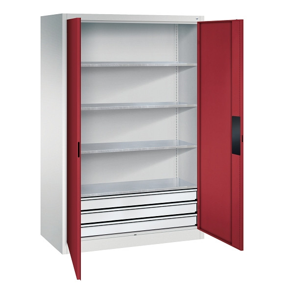 C+P Werkzeugschrank Acurado, H1950xB1200xT600mm, 7035/3003, 3 Einlegeböden, Traglast 110 kg, 8932-523 S10174