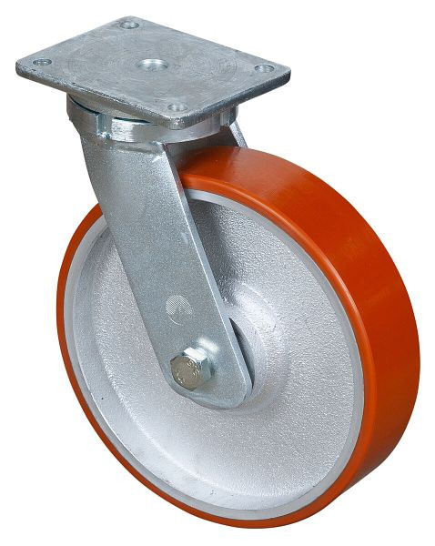 BS Rollen Schwerlastrolle, Rad-Breite 75 mm, Rad-Ø 300 mm, Tragfähigkeit 2000 kg, Guss-Polyurethan 95 Shore A, Radkörper Guss, Kugellager, RR100.C10.300