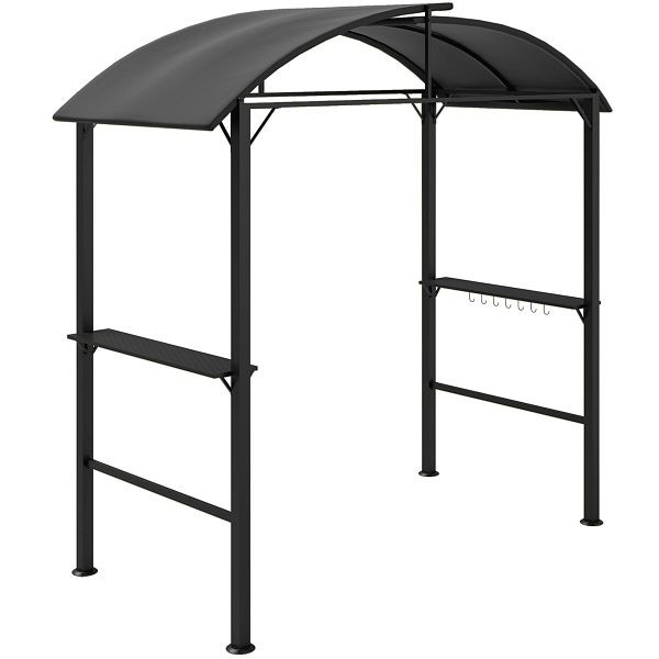 Outsunny Grillpavillon, 2 Seitenablagen, Haken, Stahlrahmen, 1,1 x 2,3m, Dunkelgrau, 84C-457V00CG