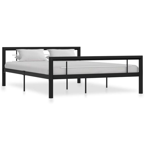 vidaXL Bettgestell Schwarz und Weiß Metall 120x200 cm, 284552