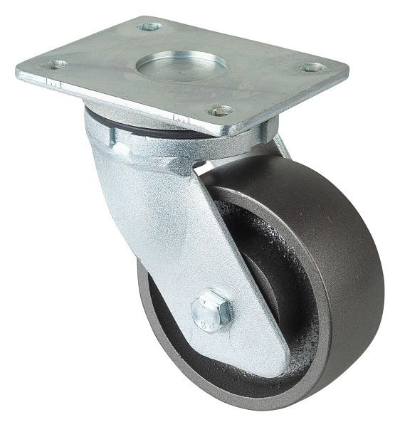 BS Rollen Schwerlastrolle, Rad-Breite 50 mm, Rad-Ø 125 mm, Tragfähigkeit 550 kg, Lauffläche Guss, Radkörper Guss, Kugellager, RR100.C81.125
