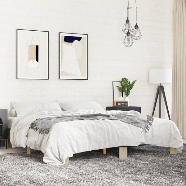vidaXL Bettgestell Sonoma-Eiche 160x200 cm Holzwerkstoff und Metall, 3280228