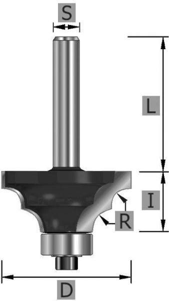 Edessö Doppelradienfräser HW mit Kugellager, A: 38,1, R: 6,35, B: 17,5, C: 8, 111538108