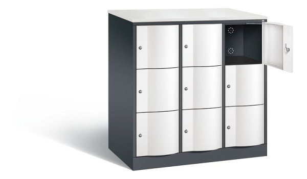 C+P XL-Schließfachschrank Resisto, H1255xB1148xT640mm, Farbe: Schwarzgrau / Verkehrsweiß, 8573-373 S10140