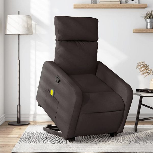 vidaXL Massagesessel mit Aufstehhilfe Dunkelbraun Stoff, 3206713