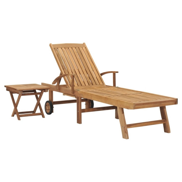 vidaXL Sonnenliege mit Tisch Massivholz Teak, 48017, 8719883760940