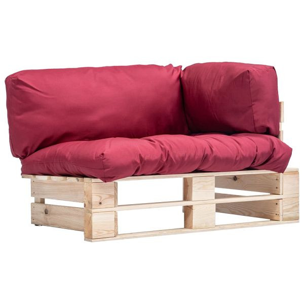 vidaXL Outdoor-Sofa Paletten mit Kissen in Rot Kiefernholz, 277481