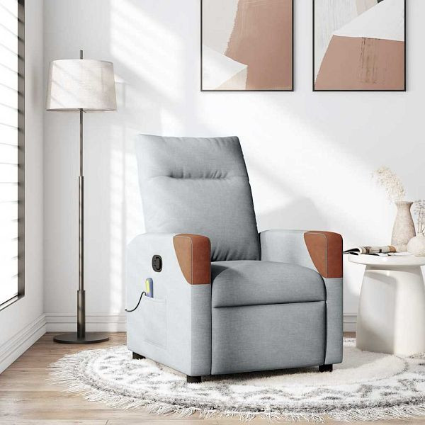 vidaXL Massagesessel Hellgrau Stoff, 4104817, 8721158657619