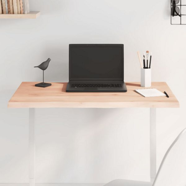 vidaXL Tischplatte 80x60x2 cm Massivholz Eiche Unbehandelt Baumkante, 363878