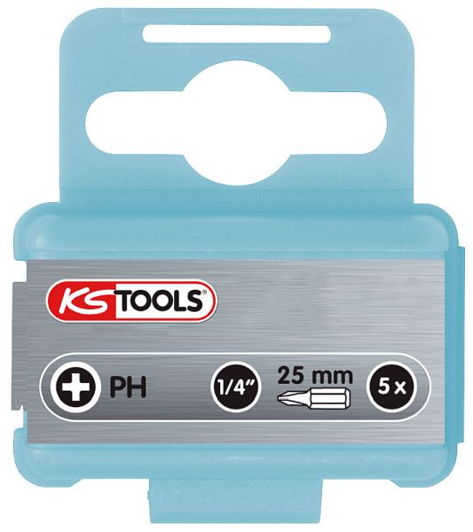 KS Tools 1/4" Edelstahl Bit, 25mm, PH1, VE: 5 Stück, 910.2201