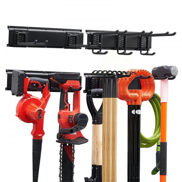 VEVOR Gerätehalter 838,2 mm, 181 kg, Kohlenstoffstahl, 2 Schienen, 5 Haken, inkl. Schrauben & Dübel, QMGJJCBKSXB319MHE001V0